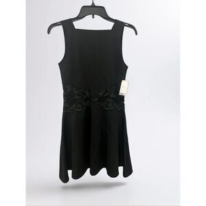 Bar III Black Mesh Embroidered Black Dress Small Petite